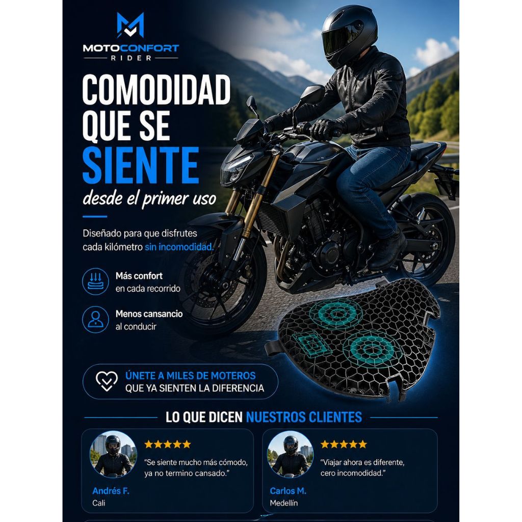 Cojin Asiento Moto Gel Siliconado Absorc